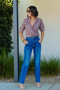 Quarantina Holiday Plaid Blouse, Red