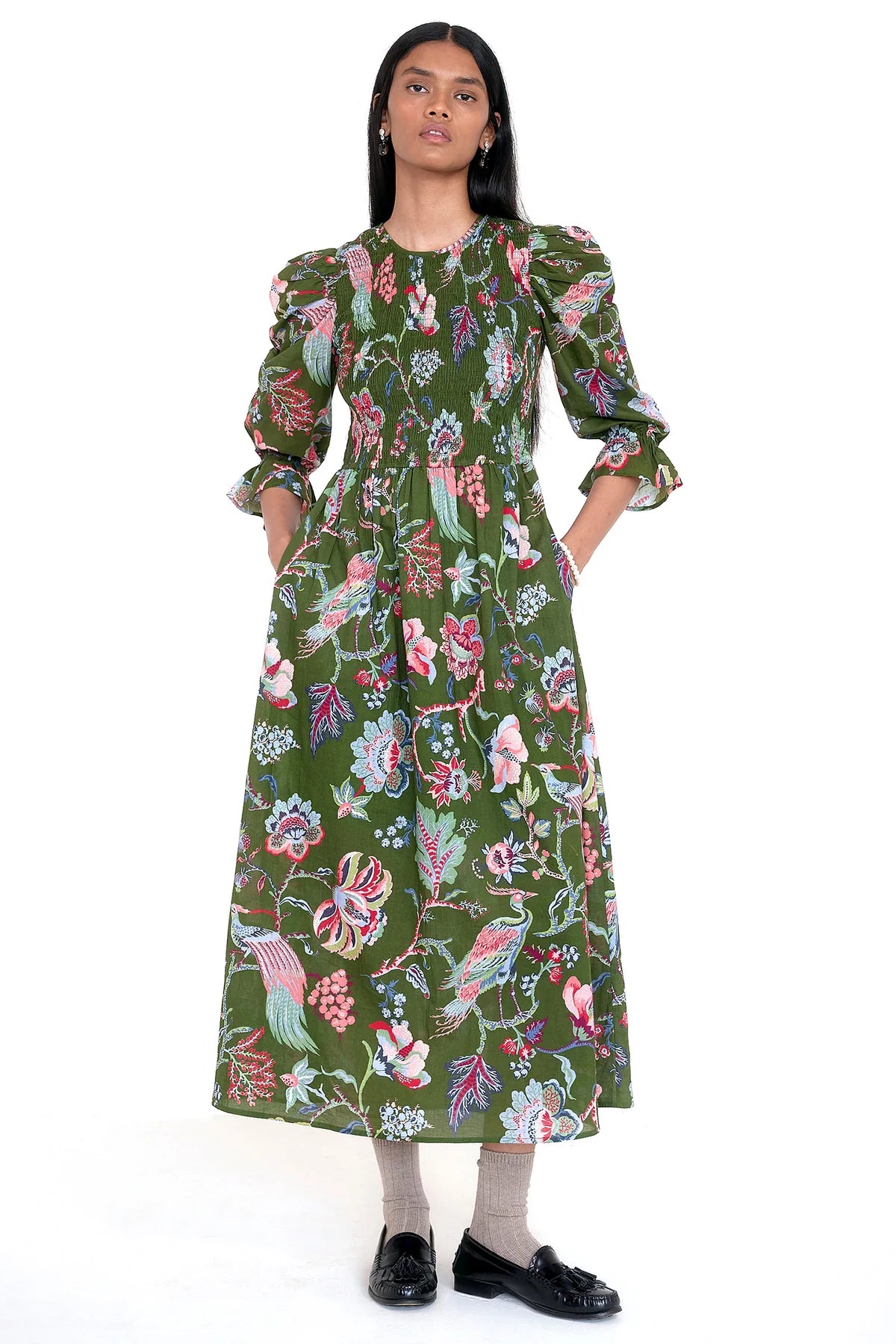 Queenie Long Sleeve Dress, Moss