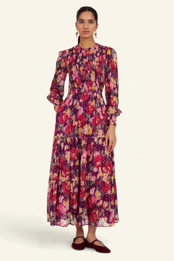 Quentin Dress, Damask Rose Acai