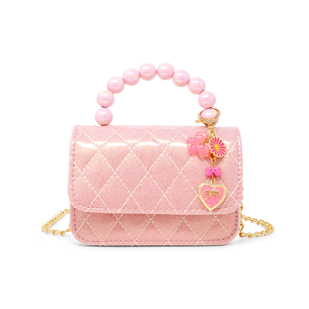 Quilted BFF Blossom Pearl Handle Handbag, Pink Lemonade