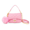 Quilted Puff Flap with Mirror Pom Pom, Pink