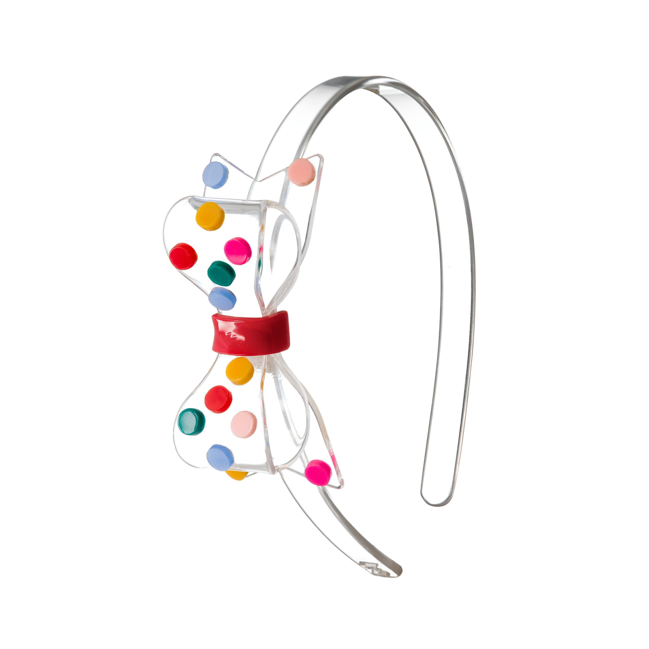 Big Bow Head, Rainbow Polka Dot
