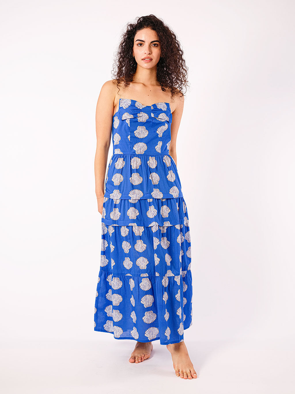 Red Valerian Dress, Shells on Blue