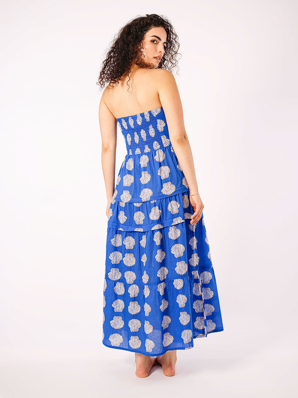 Red Valerian Dress, Shells on Blue