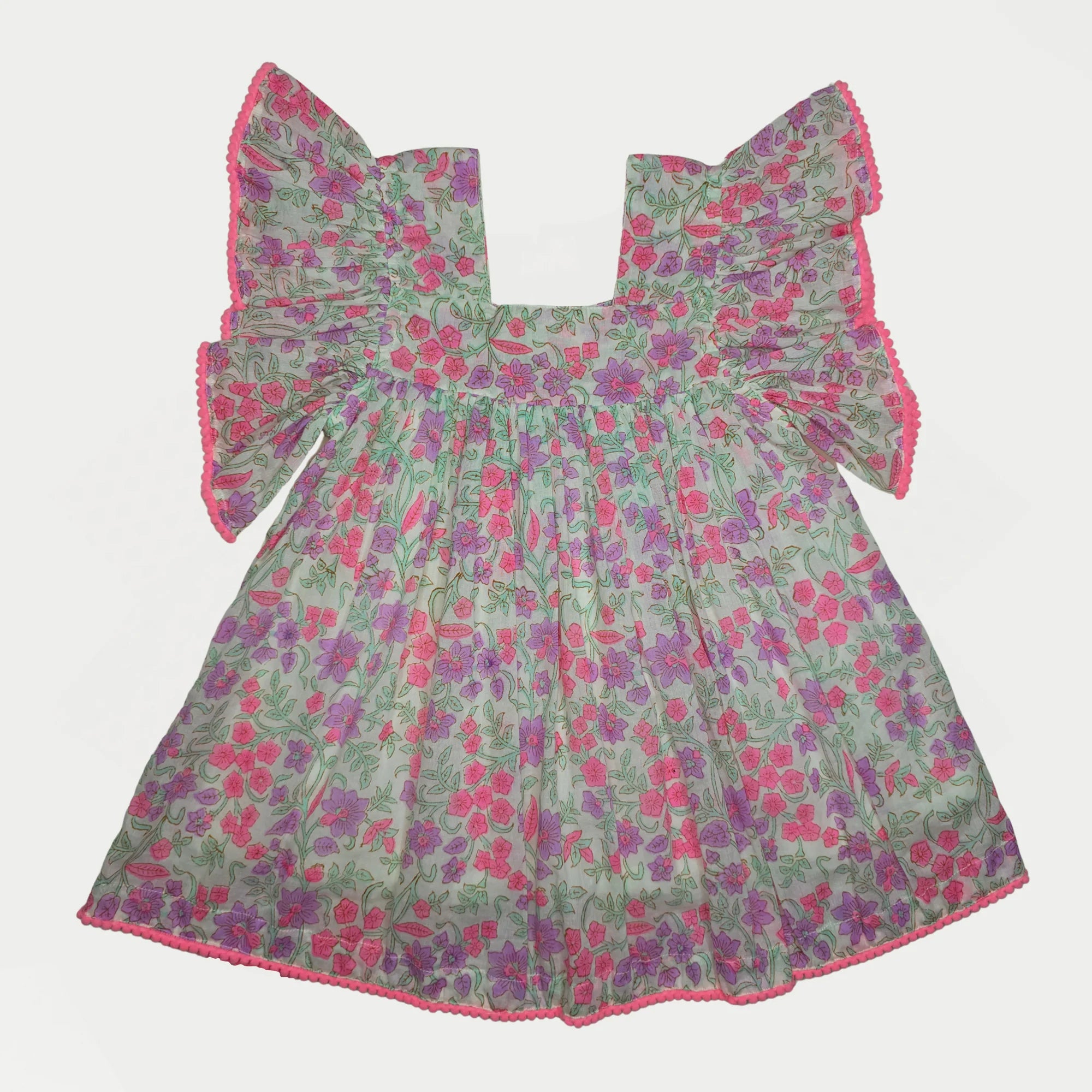 Ria Dress, Neon Pink Blossom