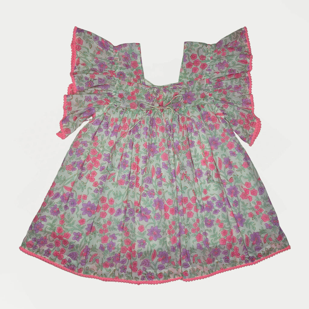 Ria Dress, Neon Pink Blossom