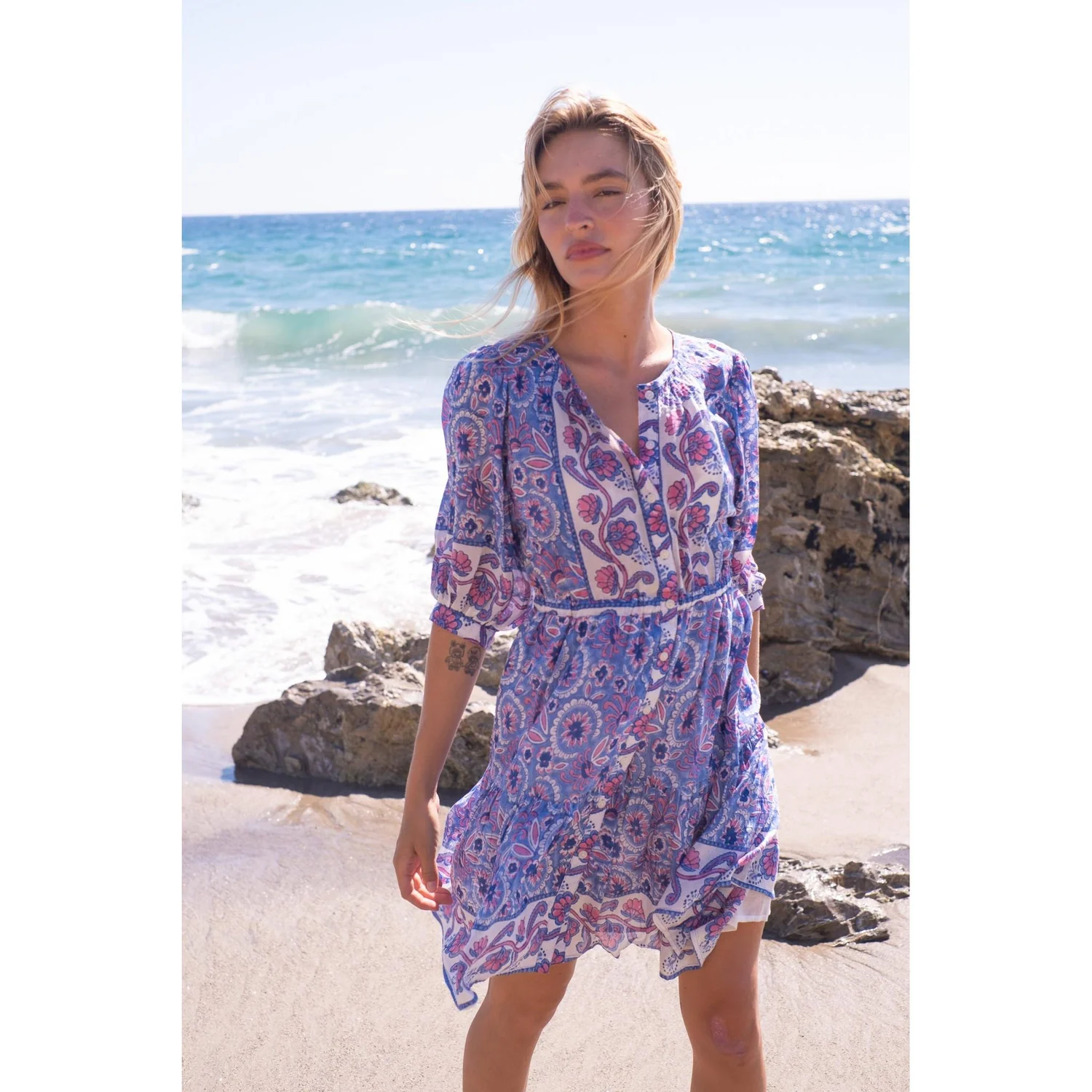 Rosie Mini Dress, Blue and Pink