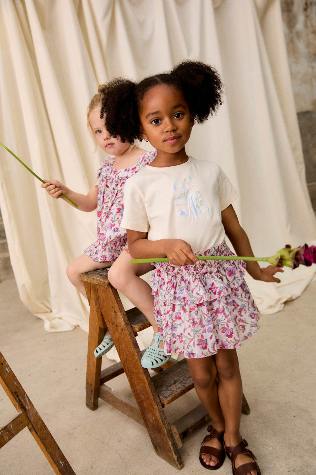 Roumia Skirt, Cream Floral Haven