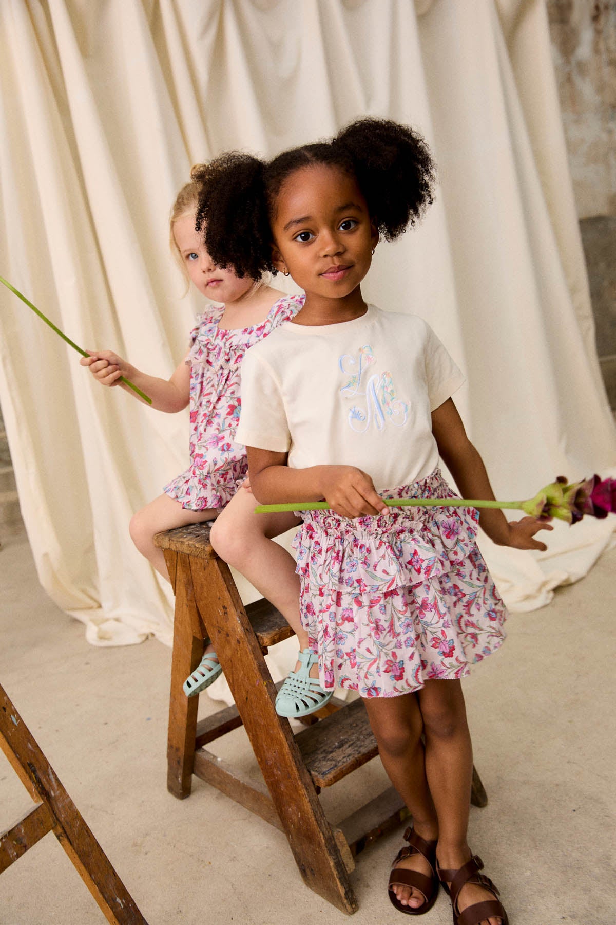 Roumia Skirt, Cream Floral Haven