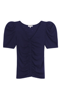 Ruched Puff Sleeve V-Neck Tee