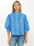 Ruffle Front Blouse, Ditsy Blue