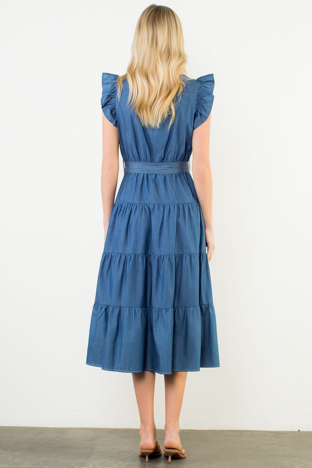 Ruffle Sleeve Denim Dress – Tommy's Folly Boutique