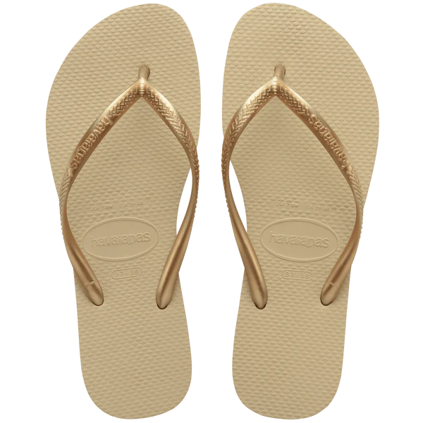 Women's Slim Flip Flops, Sand Grey & Light Gold