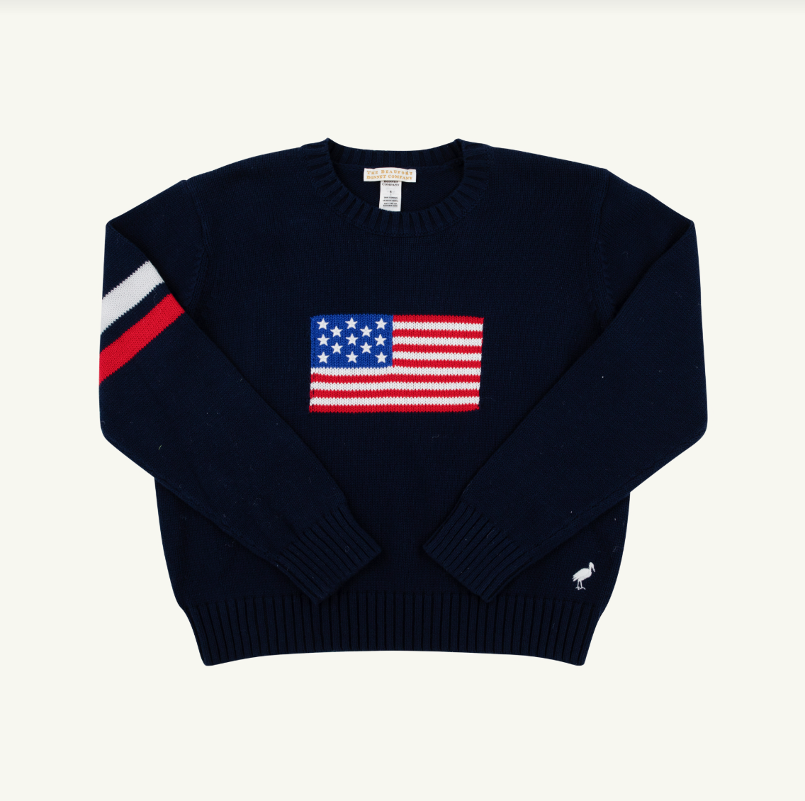 Seaton Sweater, Nantucket Navy with American Flag