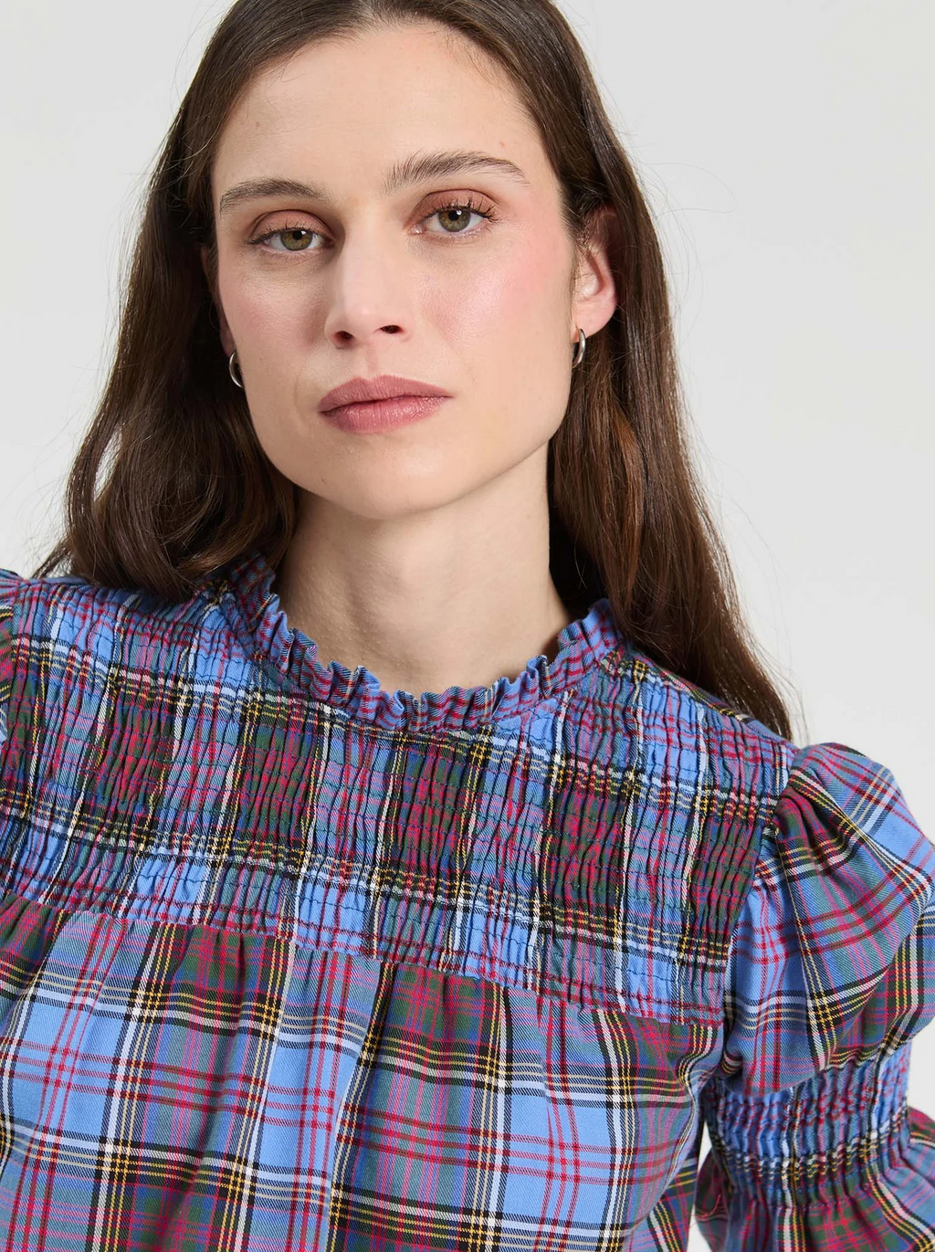 Senna Plaid Blouse, Blue