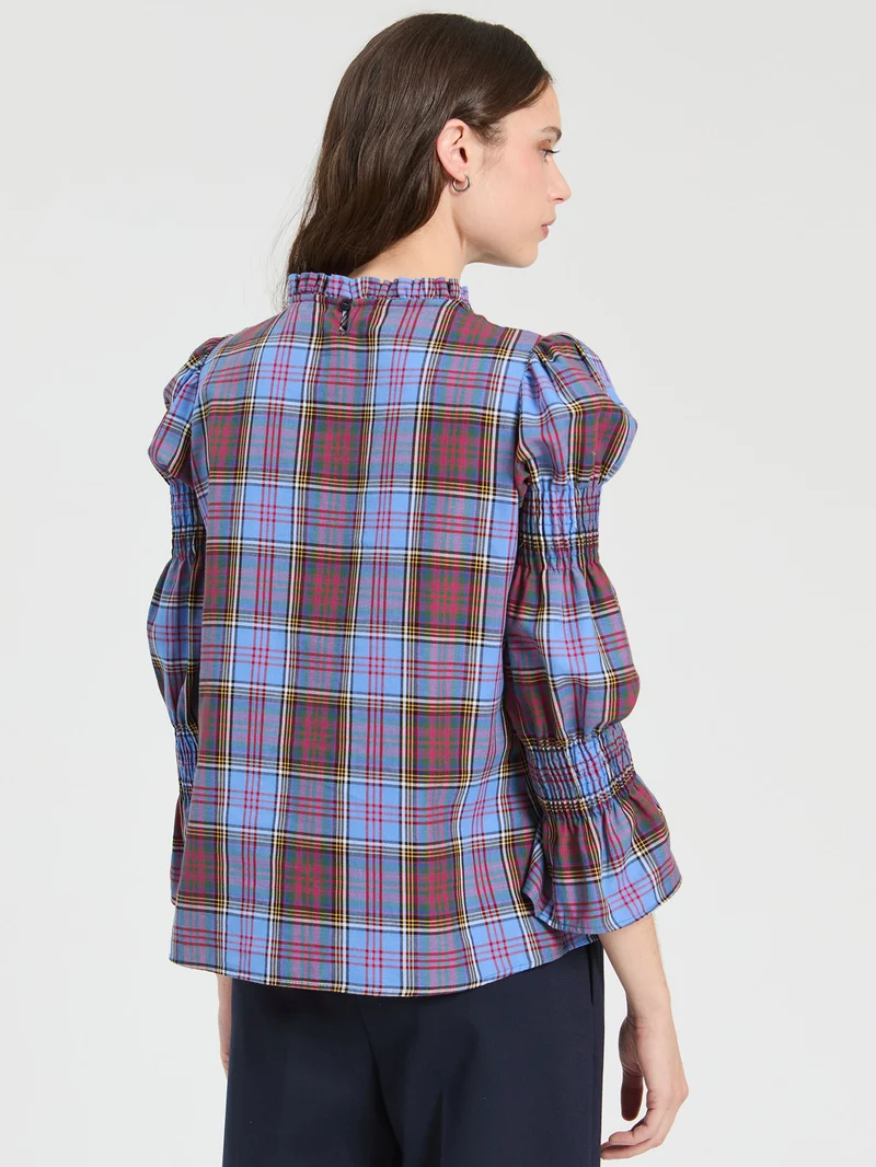 Senna Plaid Blouse, Blue