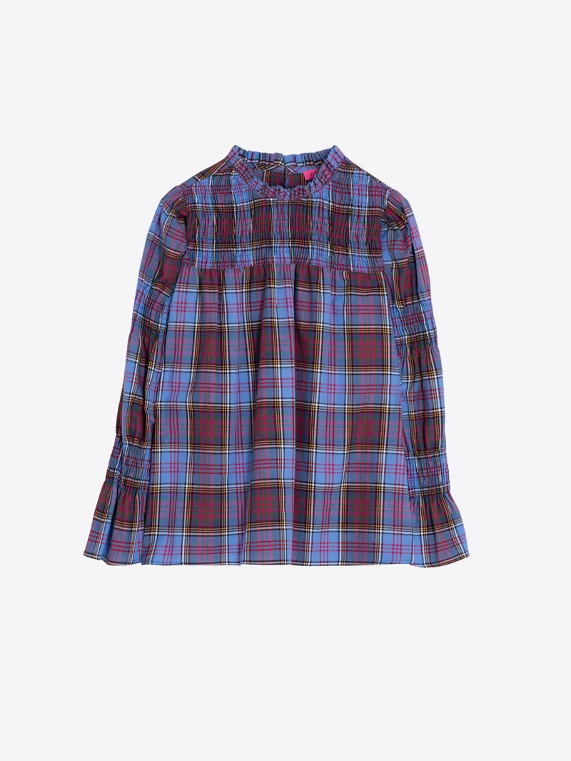 Senna Plaid Blouse, Blue