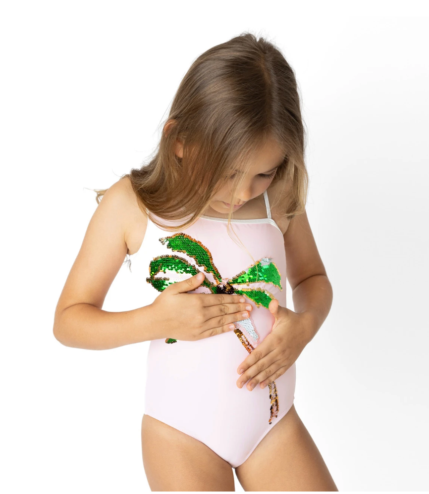 One Shoulder Sequins Coco Palm Swimsuit