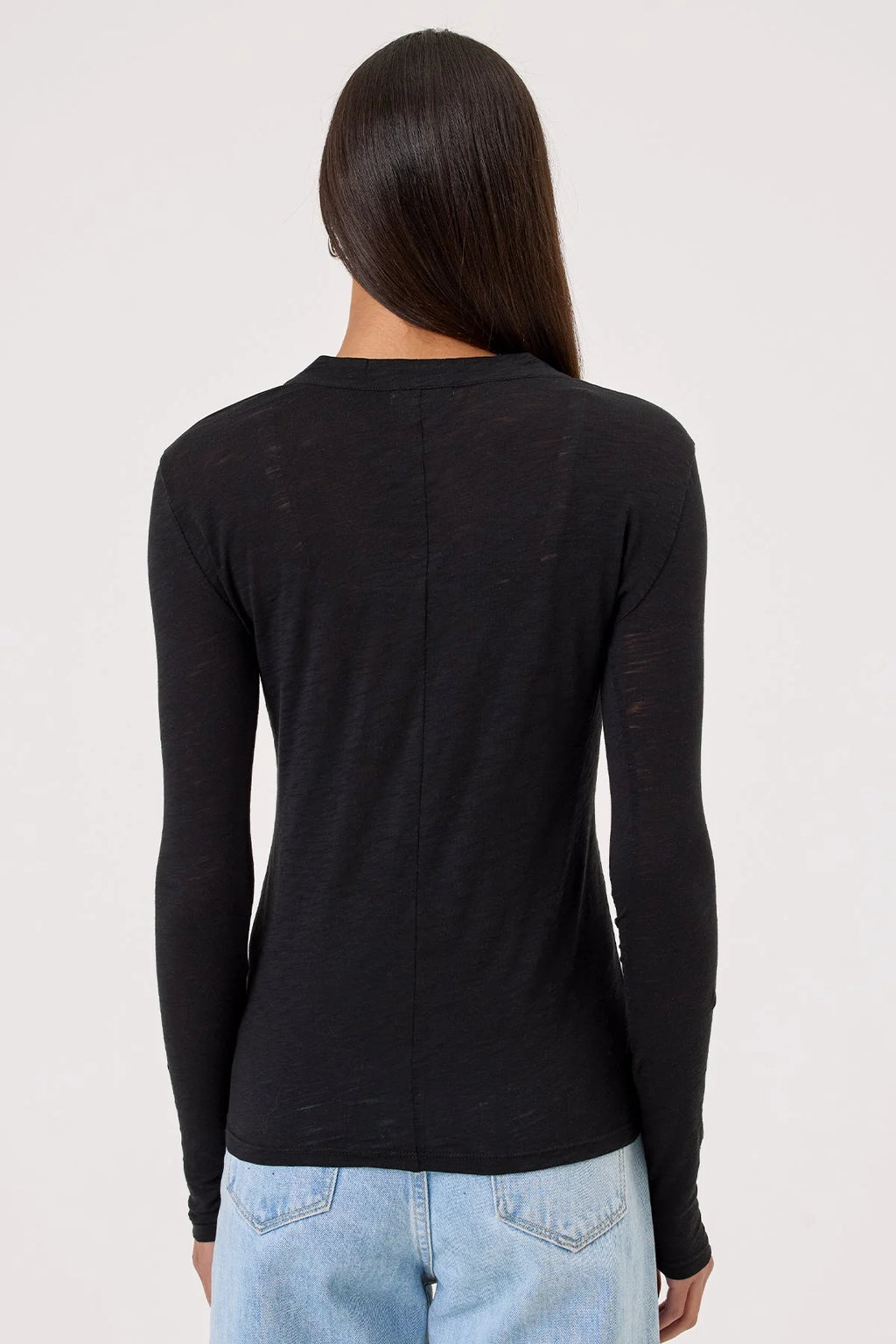 Serenity Long Sleeve V-Neck Tee, Black