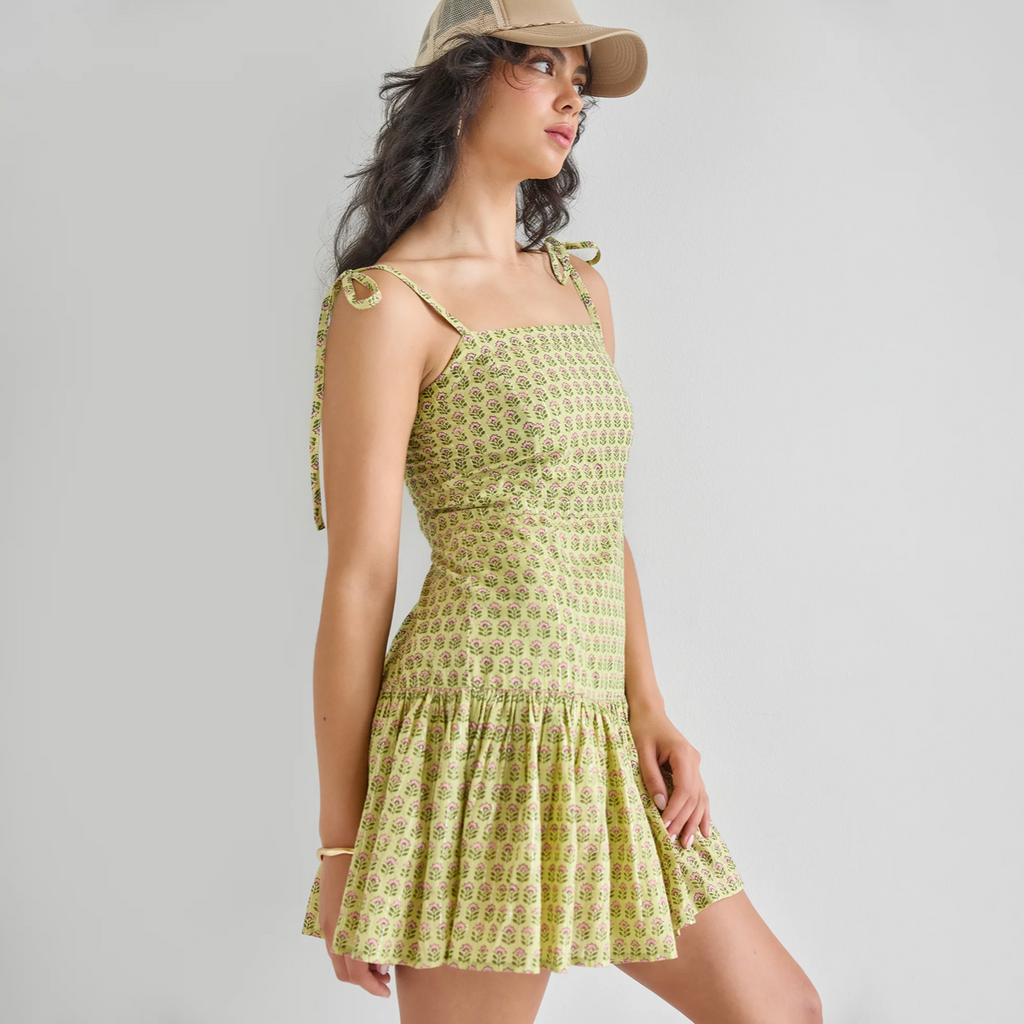 Short Marilyn Dress, Green Prairie