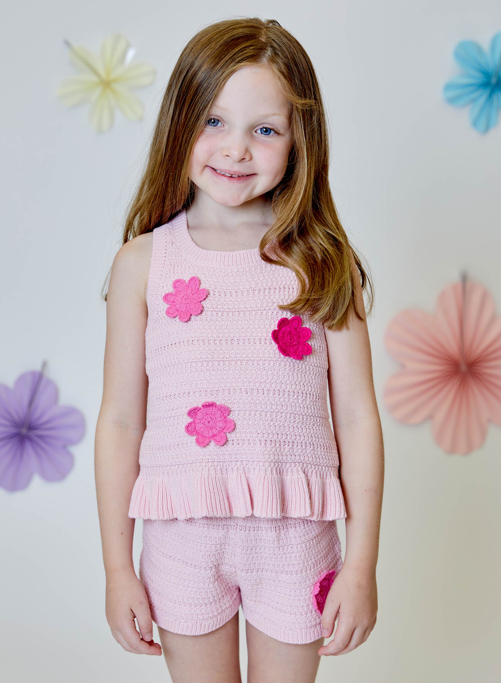 Knit Shorts, Pink Posies