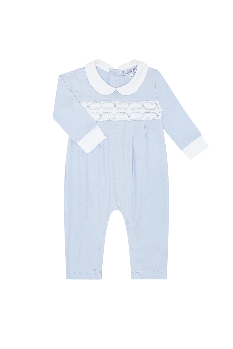 Smocked Boys Playsuit, Blue