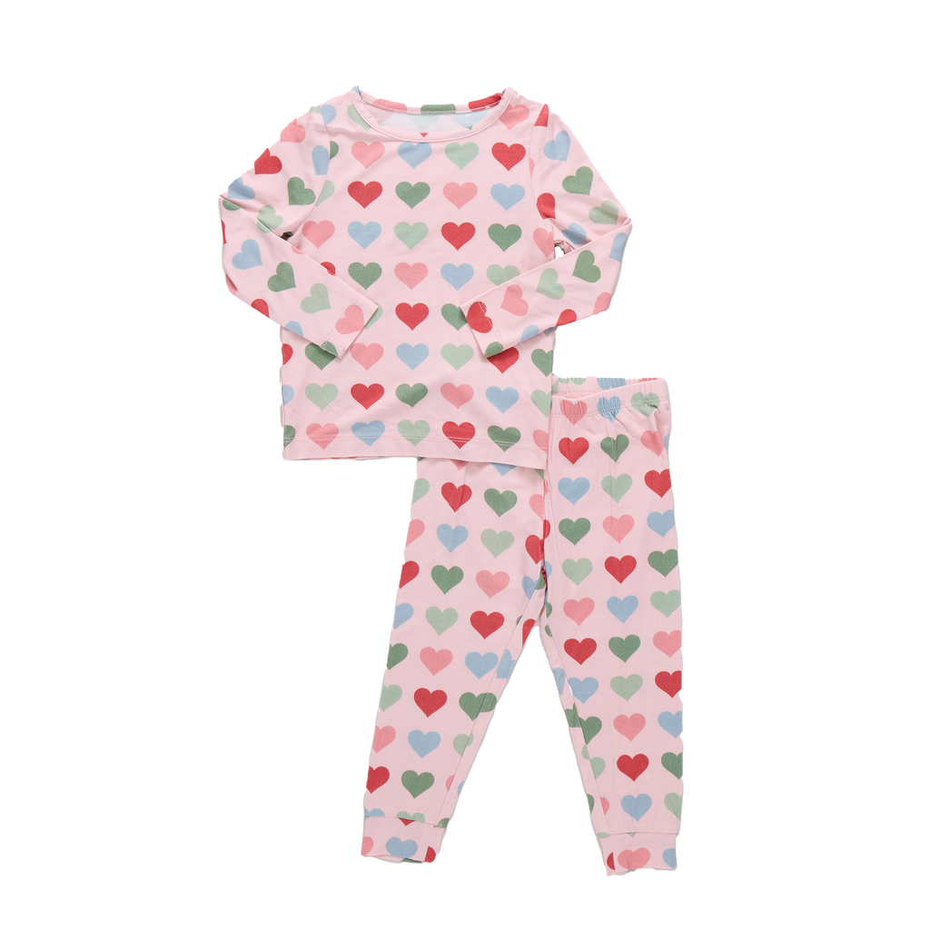 Kids Bamboo PJ Set Small Hearts