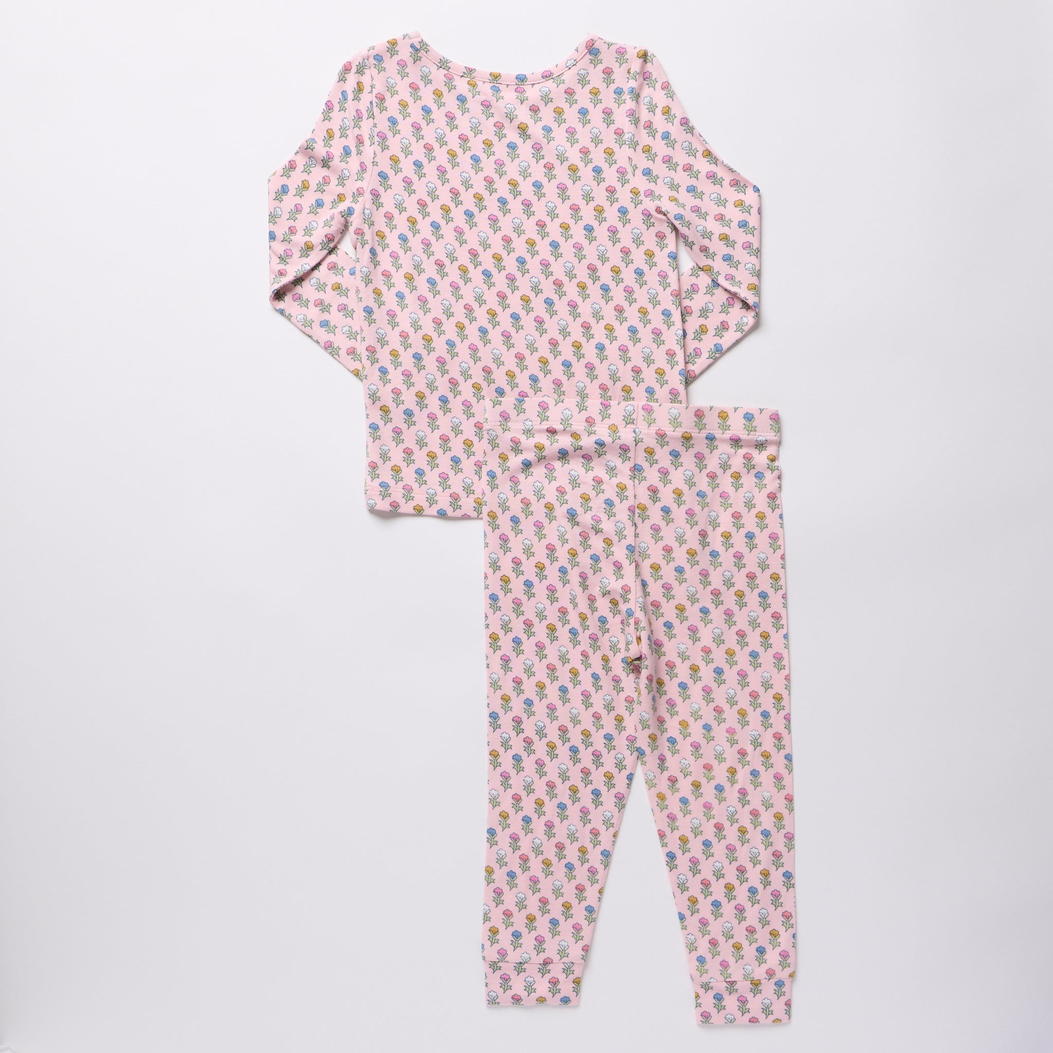 Kids Bamboo PJ Set, Pink Carnations