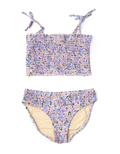 2 Piece Smocked Swimsuit, Blue Blossoms