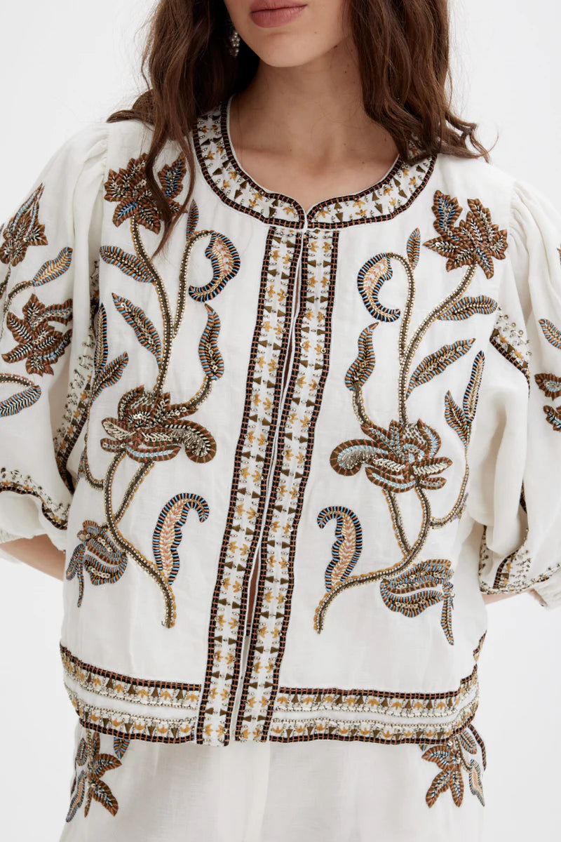 Sorelia Jacket, Simply White/Multicolor Embroidery