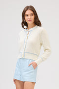 Space Dye Gia Cardigan, White