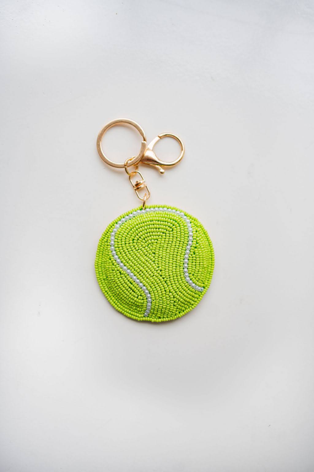 Hand Beaded Key Chain-Bag Charm, Tennis Ball