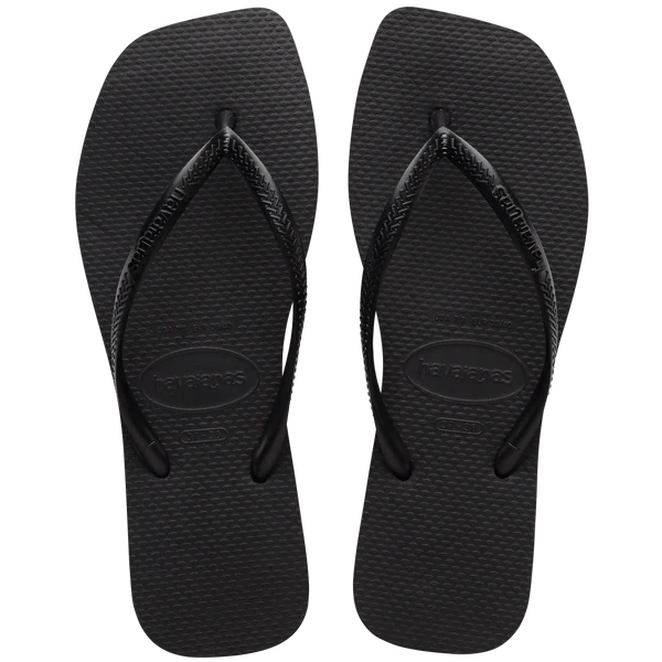 Women's Slim Square Flip Flops, Black