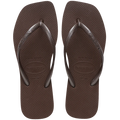 Women's Slim Square Flip Flops, Dark Brown