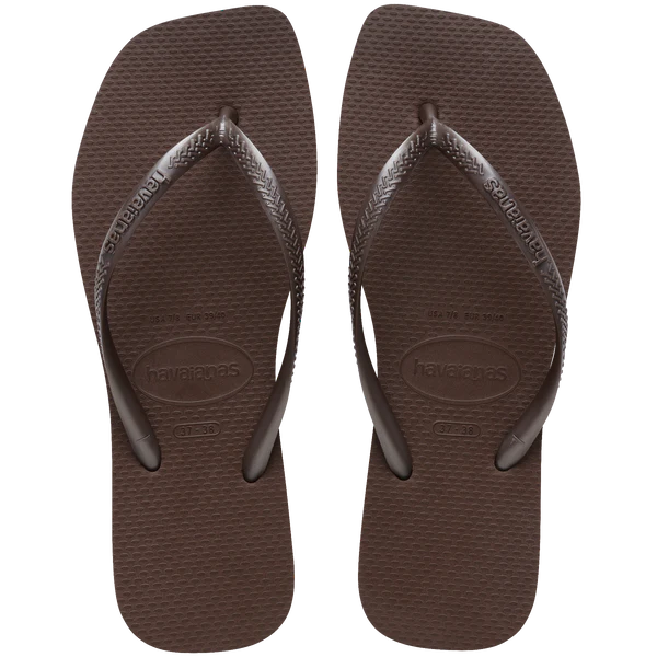 Women's Slim Square Flip Flops, Dark Brown