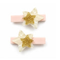 Pearl & Gold Glitter Stars Hair Clips