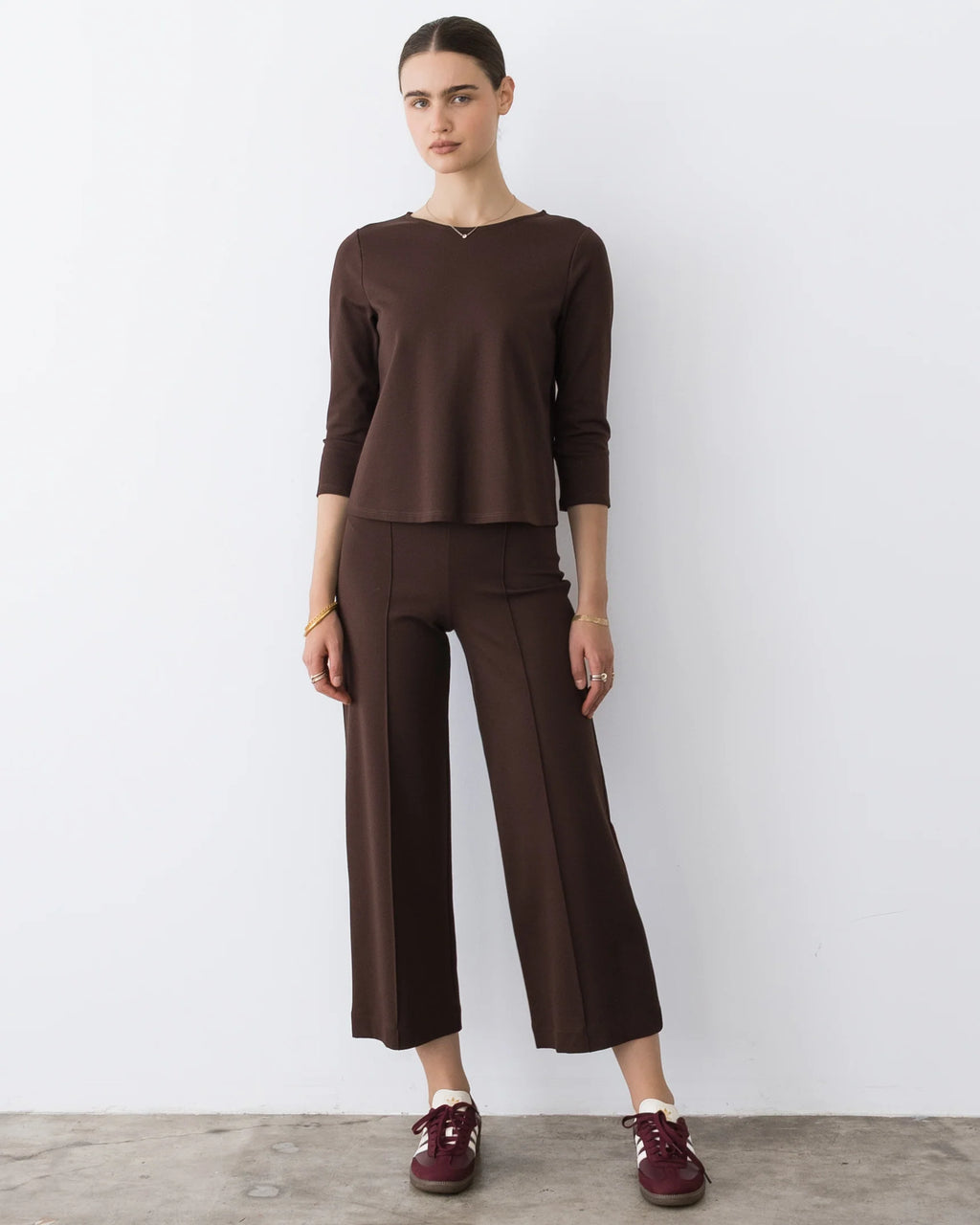 Ponte Knit Cropped Straight Leg Pant