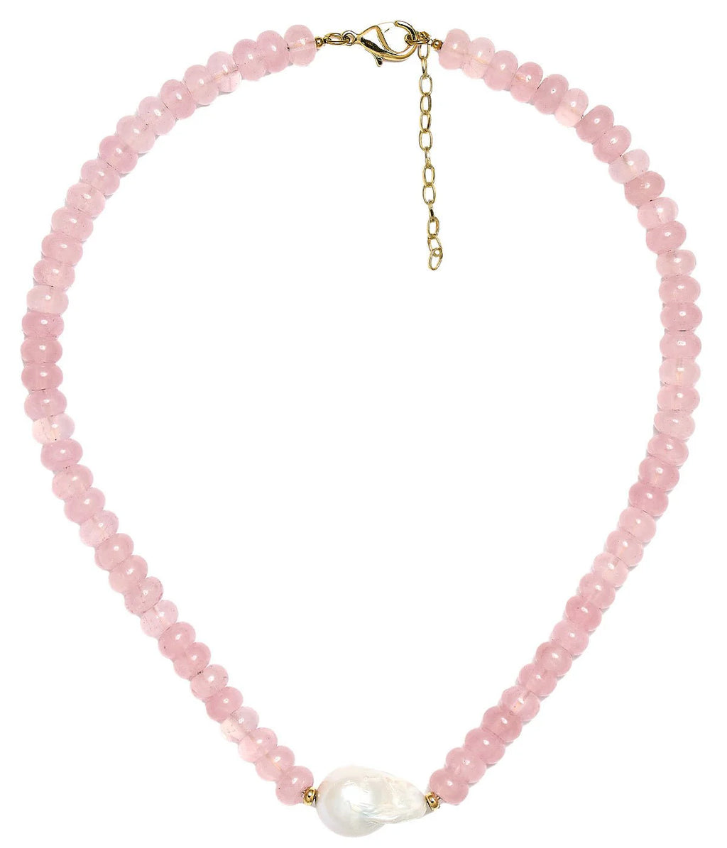 Susie Quartz Beaded Necklace with Freshwater Pearl