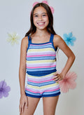 Knit Tank Top, Denim Combo