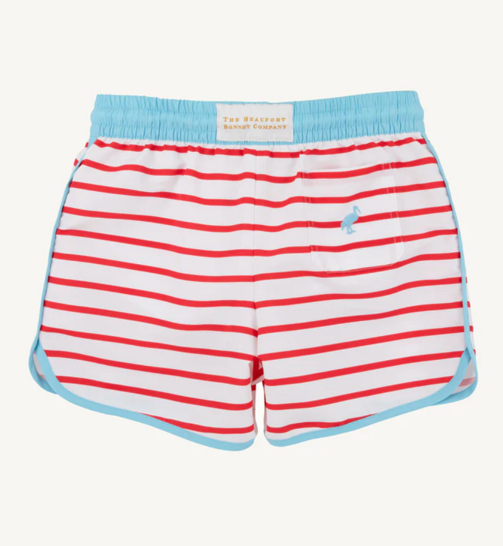 Tanner trunks, Richmond Red Stripe & Belhaven Blue