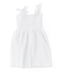 Terry Smocked Dress, White