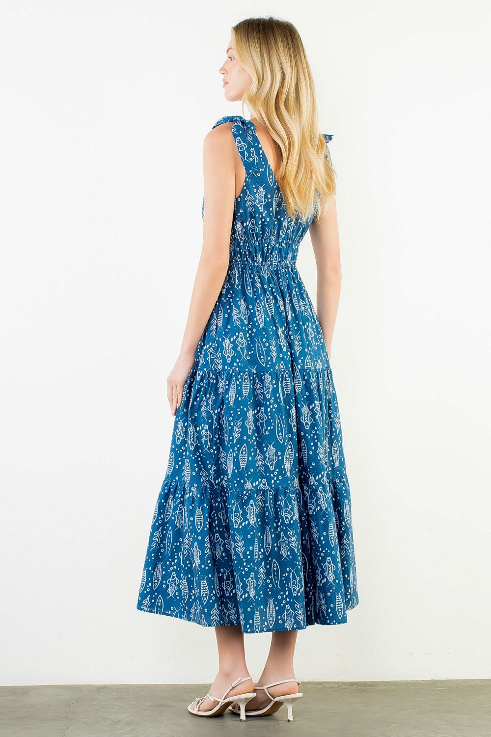 Tie Strap Dress, Fish Print