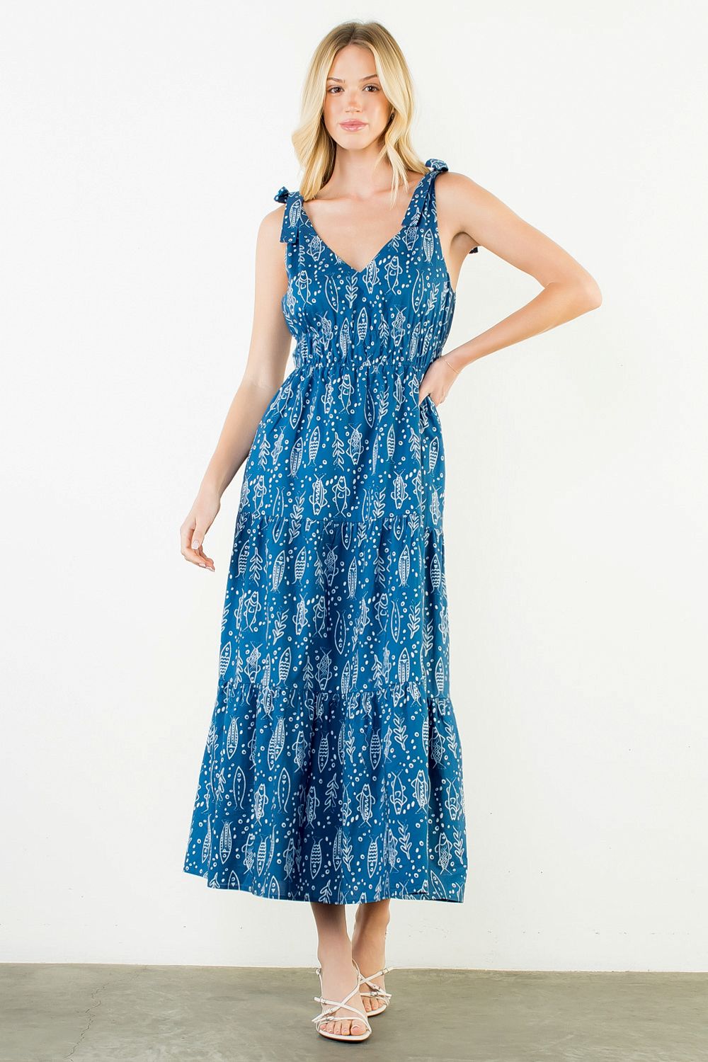 Tie Strap Dress, Fish Print