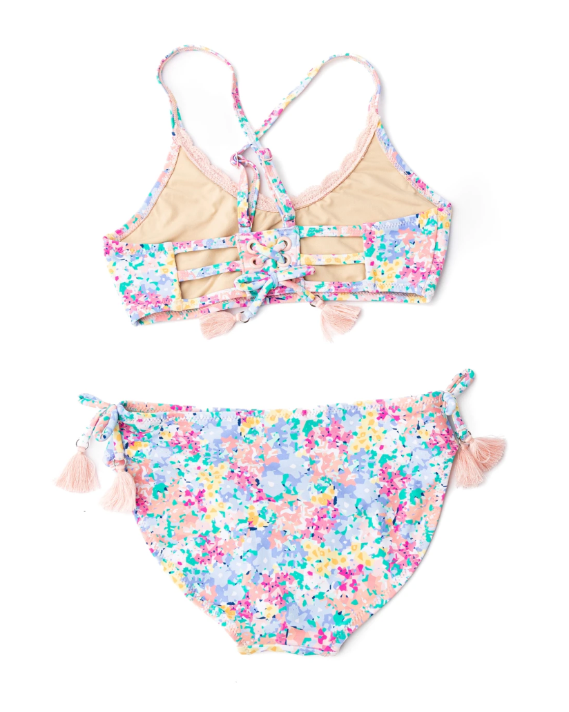 Tie Back Two Piece Swimsuit, Spring Blooms