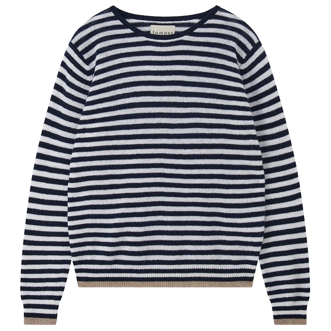 Tipped Little Stripe Crew, Navy