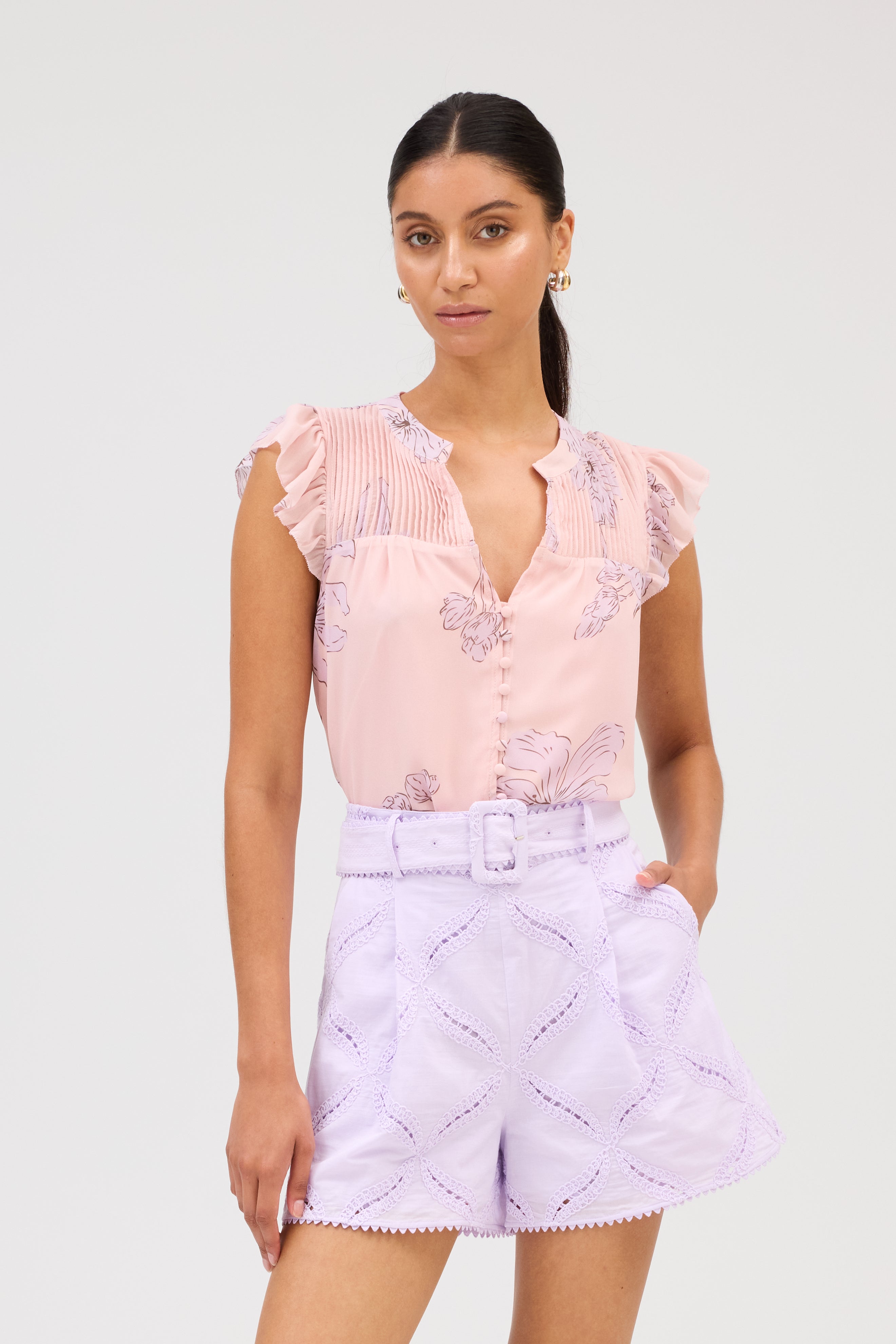 Eyelet Tracy Shorts, Orchid