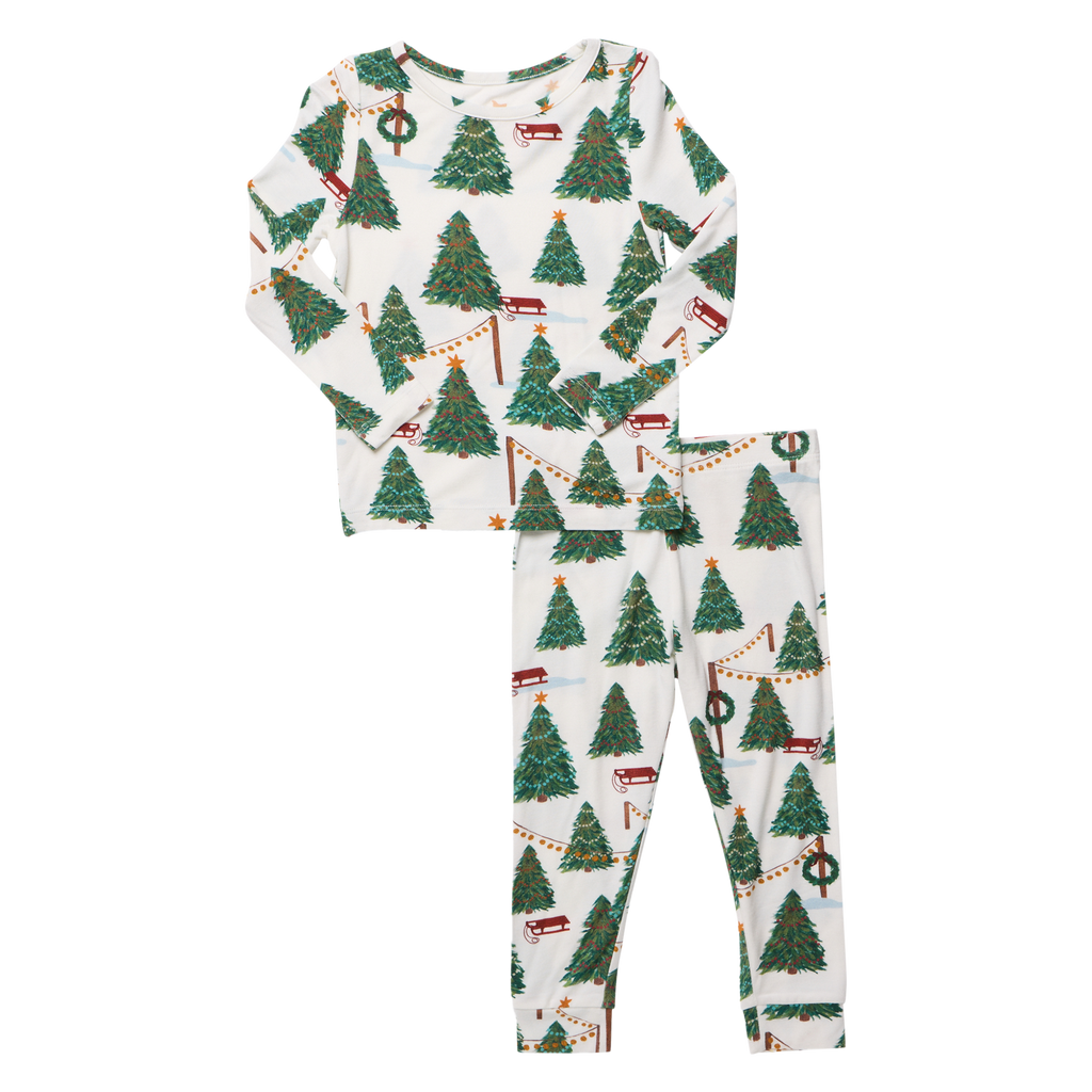 Kids Bamboo PJ Set, Christmas Tree Farm