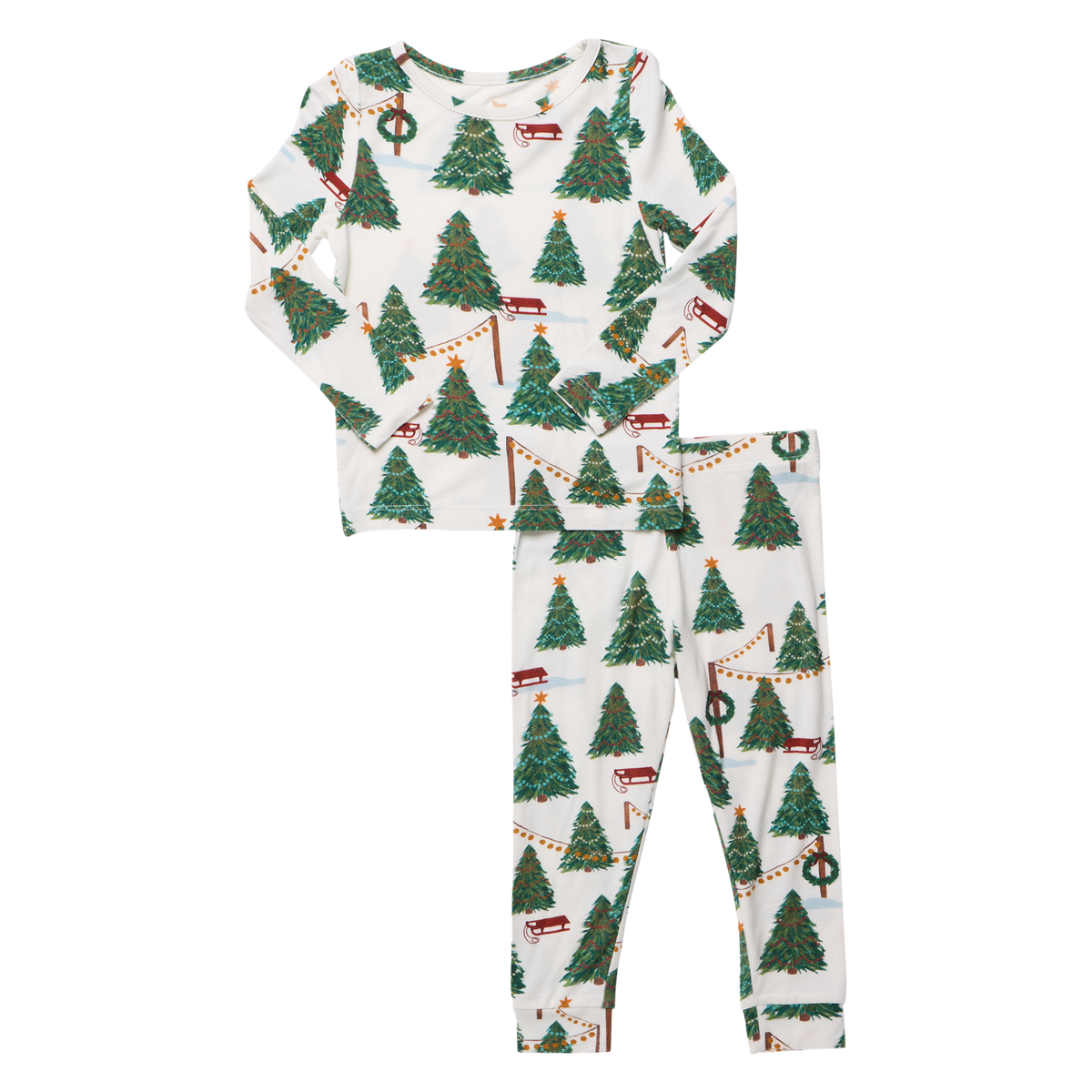 Kids Bamboo PJ Set, Christmas Tree Farm