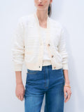 Textured Boucle Cardigan, Ivory Tonal
