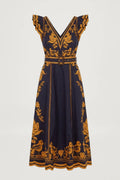 Valmira Dress, Midnight Ink & Golden Yellow